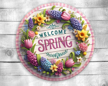 Welcome Spring Colorful Door Hanger - Bright Wooden Sign, Fun Home Decor for Front Door, Seasonal & Year-Round Use, Vibrant Entryway Accent